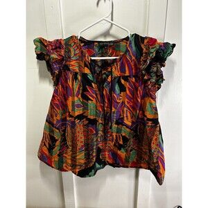 Nicole Richie X House Of Harlow 1960 Ruffle Sleeve Colorful Top Womens Large